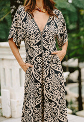 Amy Long Jumpsuit // Mystic Heart Print
