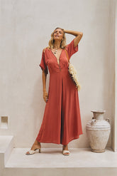 Regalia Long Jumpsuit – Solid Color with Classic Beadwork