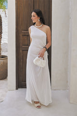 Evengeline Long Dress – Solid Color with Classic Beadwork