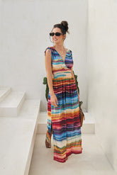 Allegra Long Dress – Striped Savanna Tie Dye