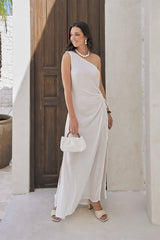 Evengeline Long Dress – Solid Color with Classic Beadwork