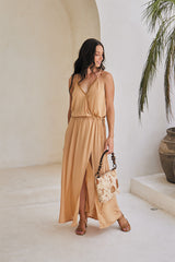 Adeline Long Dress – Solid Color with Classic Beadwork