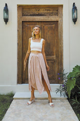 Azure Long Skirt – Pigment Color with Lavish Lace