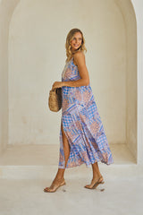 Pantheon Long Dress – Vintage Print Embroidered