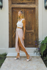 Azure Long Skirt – Pigment Color with Lavish Lace