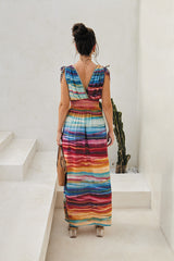Allegra Long Dress – Striped Savanna Tie Dye