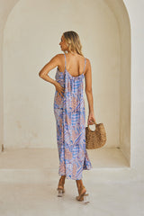 Pantheon Long Dress – Vintage Print Embroidered