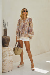 Skylar Shirt – Vintage Print Embroidered