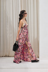 Aurora Long Dress – Psychedelic Print with Lace