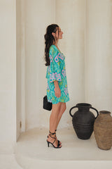 Celestia Short Kaftan – Kaleidoscopic Print