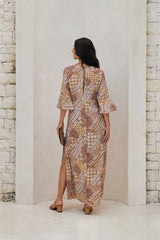 Violette Long Tunic – Vintage Print Embroidered