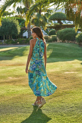 Kailani Soiree Dress // Illetas Print - Blue