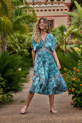 Koa Midi Dress // Es Vedra Tie Dye - Green