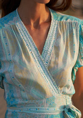 Izzy Wrap Dress // Benirras Print - Celeste