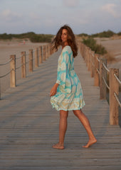 Robe Tunique Faye // Benirras Print - Celeste