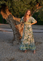 Ines Dress // Gertrudis Print - Green