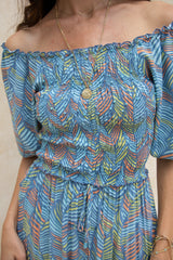 Prunella Midi Dress // Leaves print