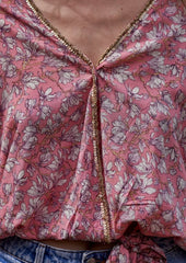 Orla Wrap Top // Caleta Print - Pink