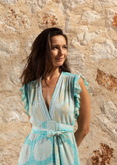 Izzy Wrap Dress // Benirras Print - Celeste