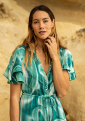 Robe Edie Duster // Es Canar Tie Dye - Vert