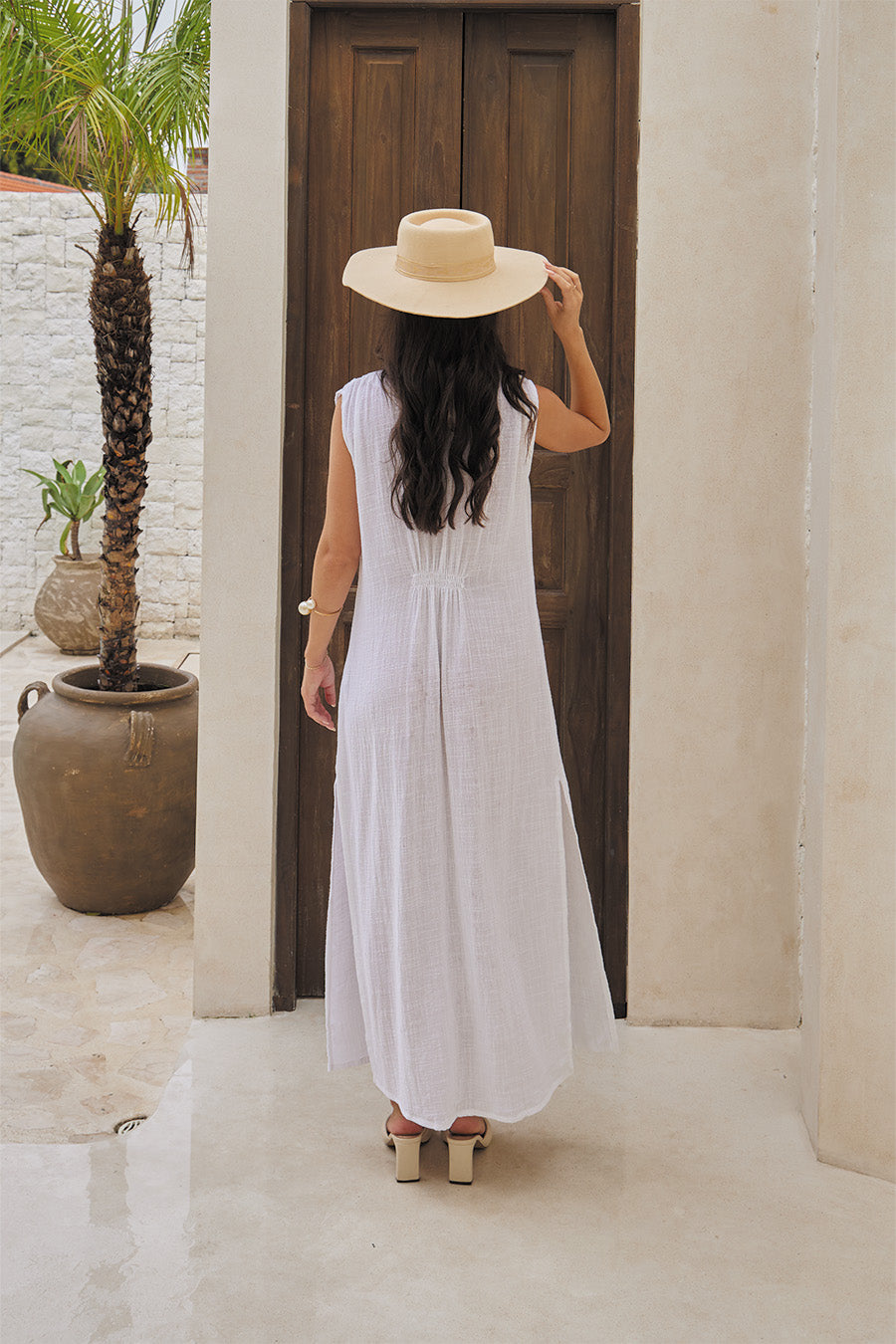 Eden Long Dress – Solid with Chic Button Detail