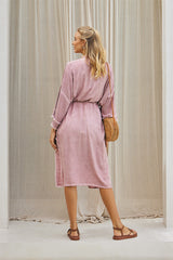 Petal Long Kimono – Pigment Color with Fringes