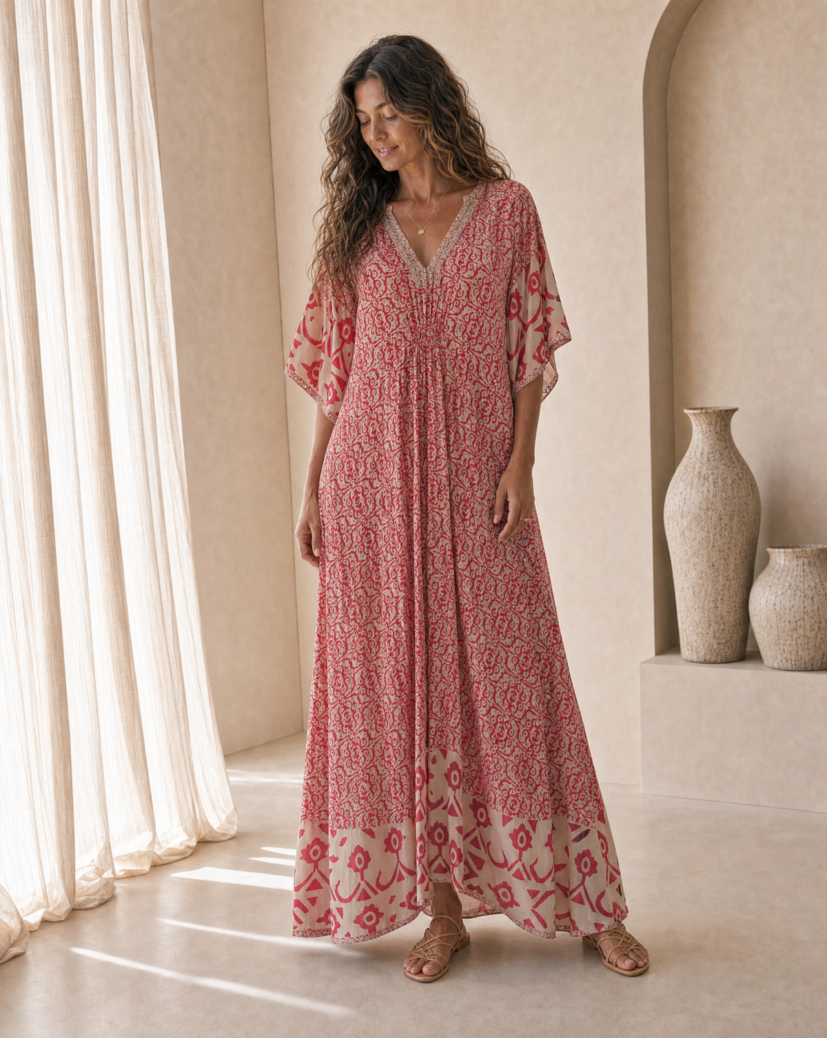 Nala Long Kaftan // Nomad Border Print