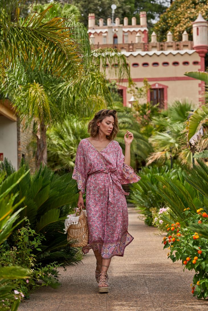 Orla Dress // Caleta Print - Pink