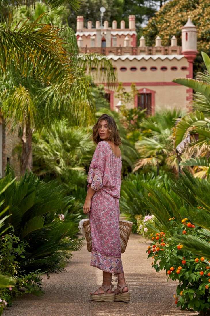 Orla Dress // Caleta Print - Pink