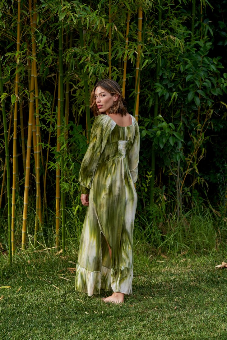 Eloa Boho Dress // Xuclar Tie Dye - Green