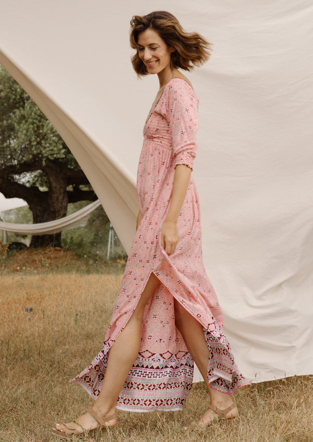 Dulce Long Dress // Folk Print