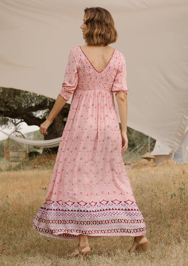 Dulce Long Dress // Folk Print