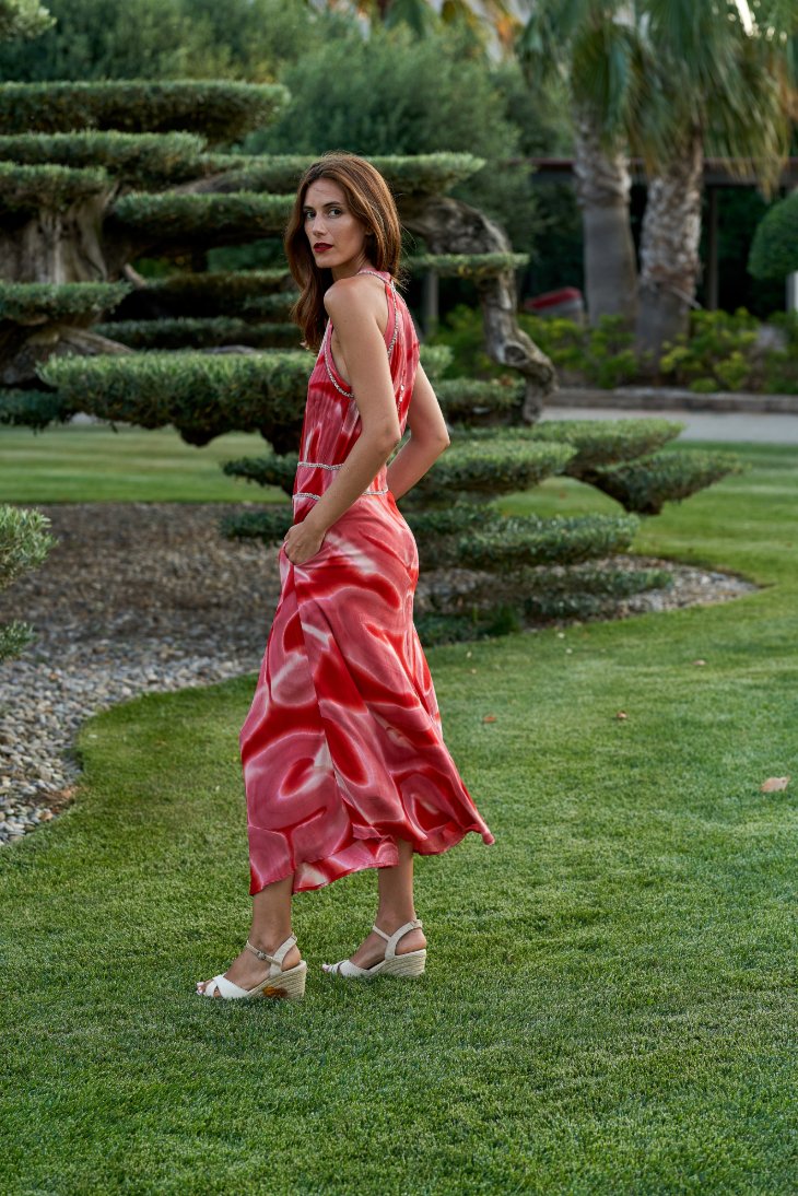 Kailani Soiree Dress // Es Canar Tie Dye - Coral