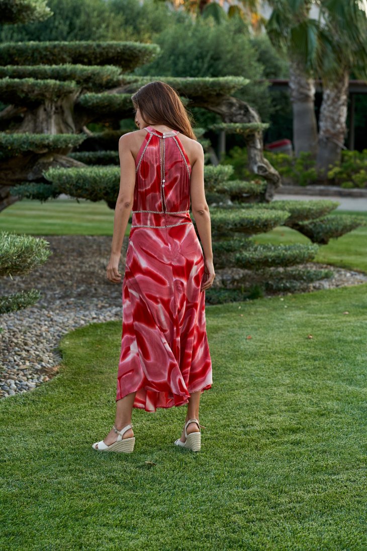 Kailani Soiree Dress // Es Canar Tie Dye - Coral