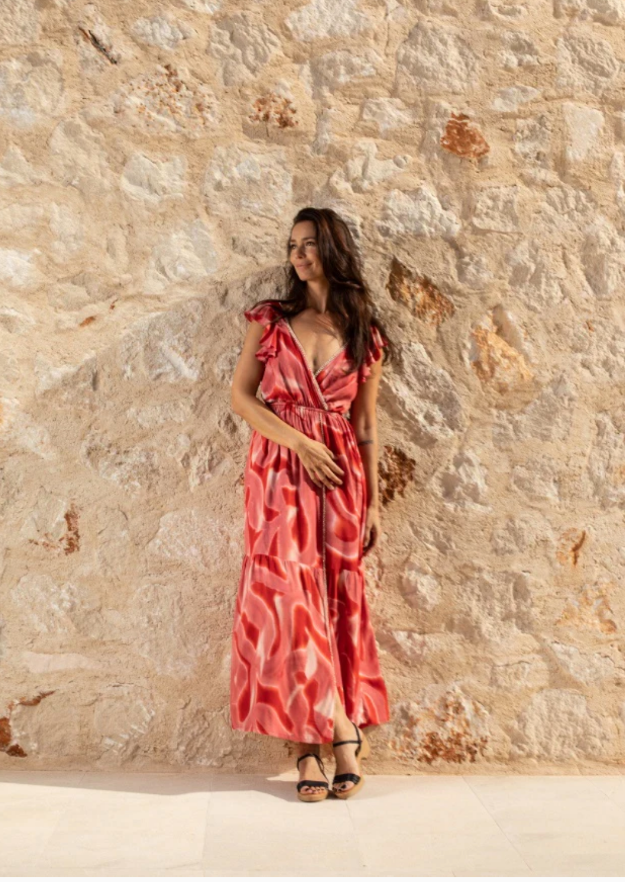 Robe Jacinda // Es Canar Tie Dye - Corail