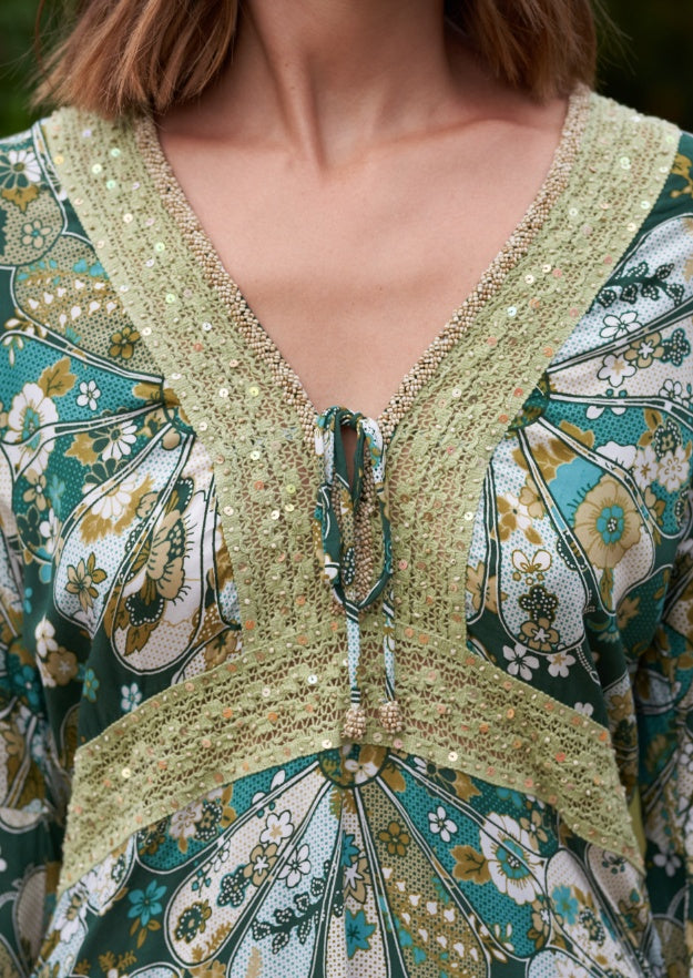 Cora Tunic Dress // Gertrudis Print - Green