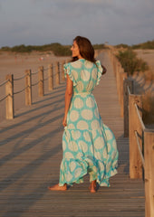 Robe portefeuille Izzy // Benirras Print - Celeste