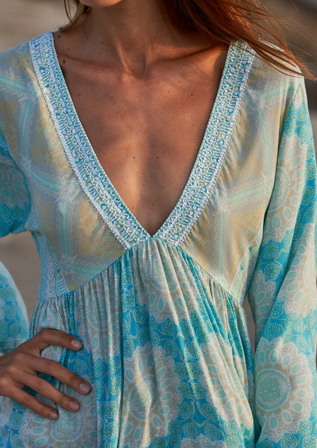 Faye Tunic Dress // Benirras Print - Celeste