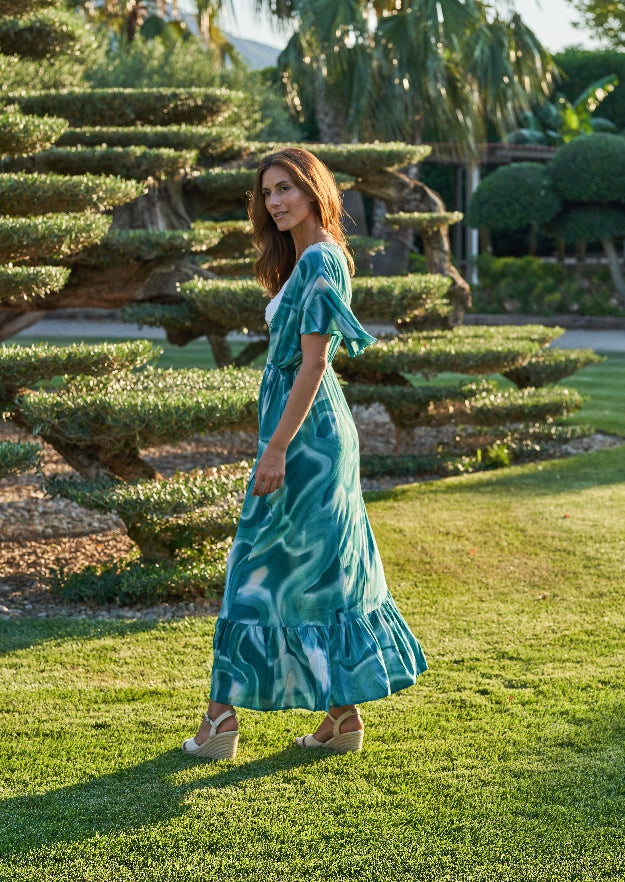 Edie Duster Dress // Es Canar Tie Dye - Green