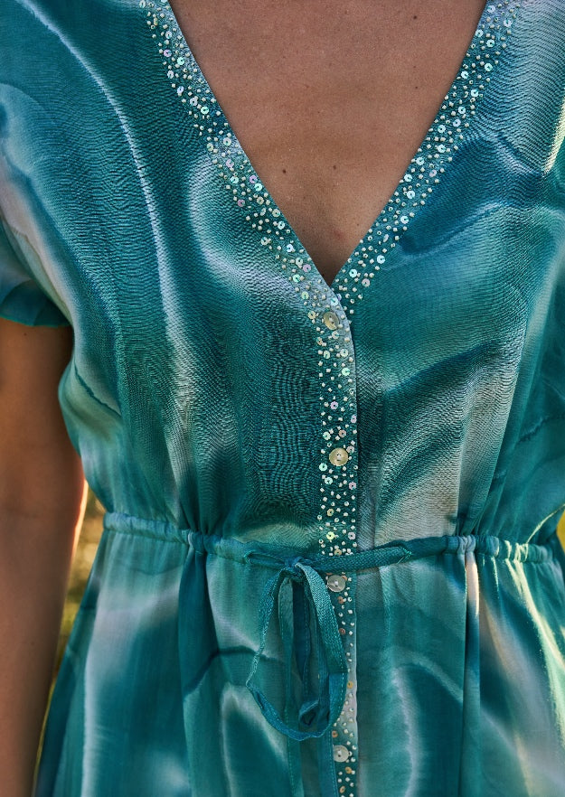  Edie Duster Dress // Es Canar Tie Dye - Verde