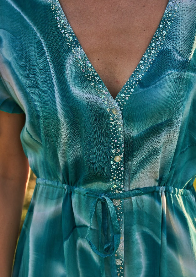 Edie Duster Dress // Es Canar Tie Dye - Verde 