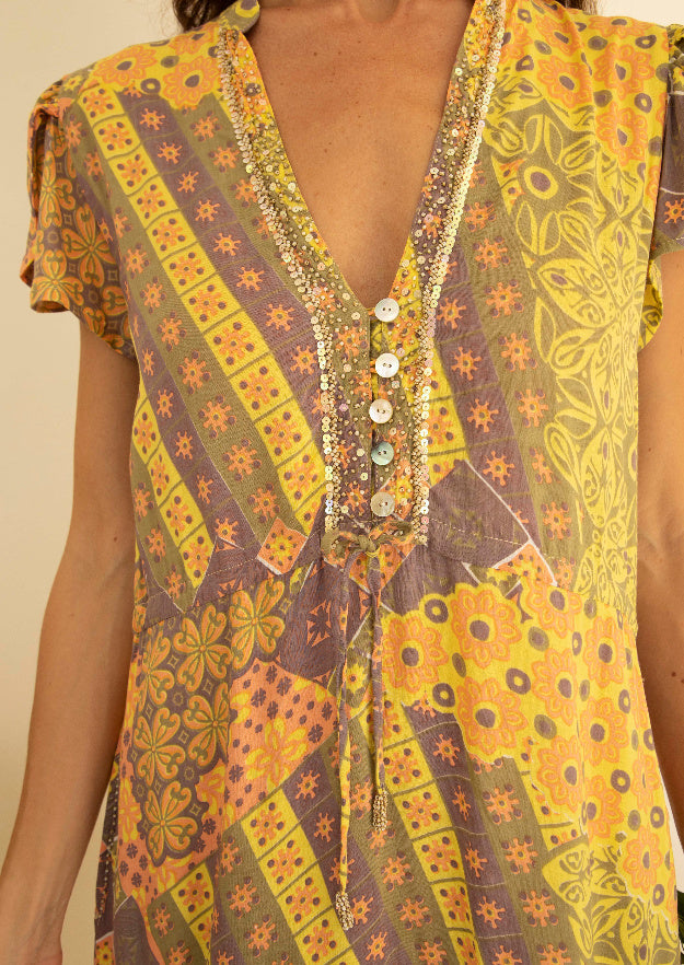Phoenix Midi Dress // Patchwork Print