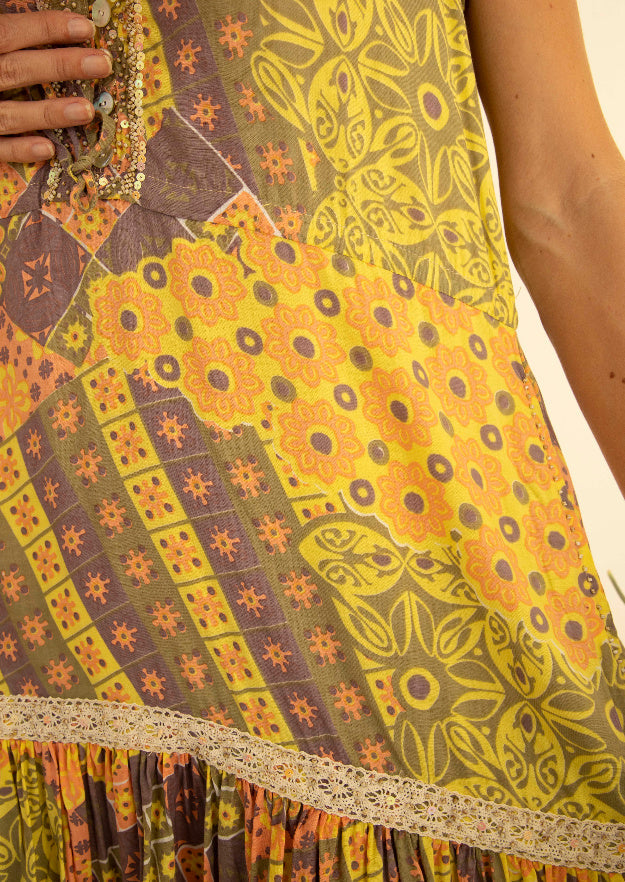 Phoenix Midi Dress // Patchwork Print