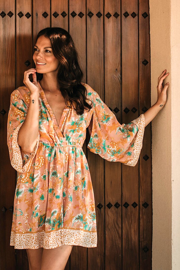 Odina Kimono Sundress // Terracotta Flower