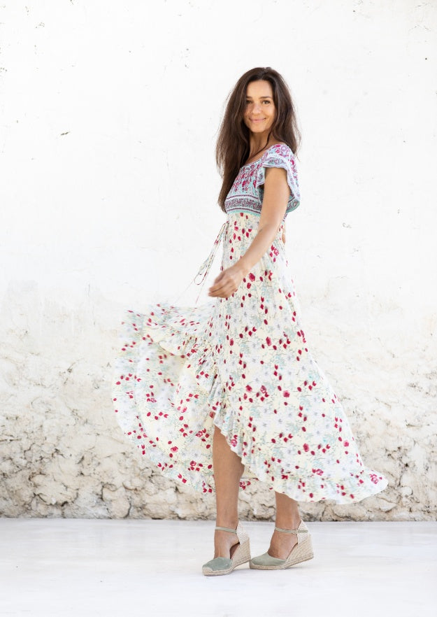 Norah Dress // Vadella Print - Crema 