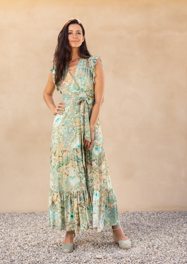 Izzy Wrap Dress // Bora Tie Dye - Dorado 