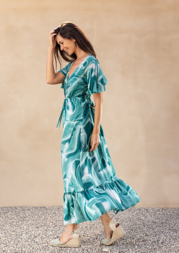 Edie Duster Dress // Es Canar Tie Dye - Green