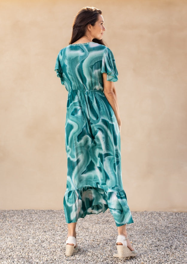  Edie Duster Dress // Es Canar Tie Dye - Verde