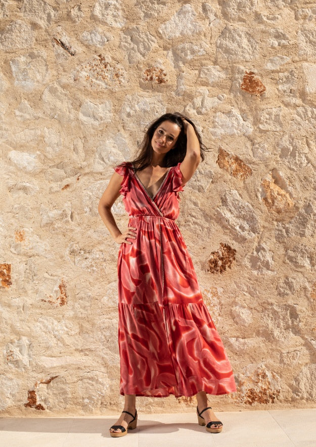 Robe Jacinda // Es Canar Tie Dye - Corail