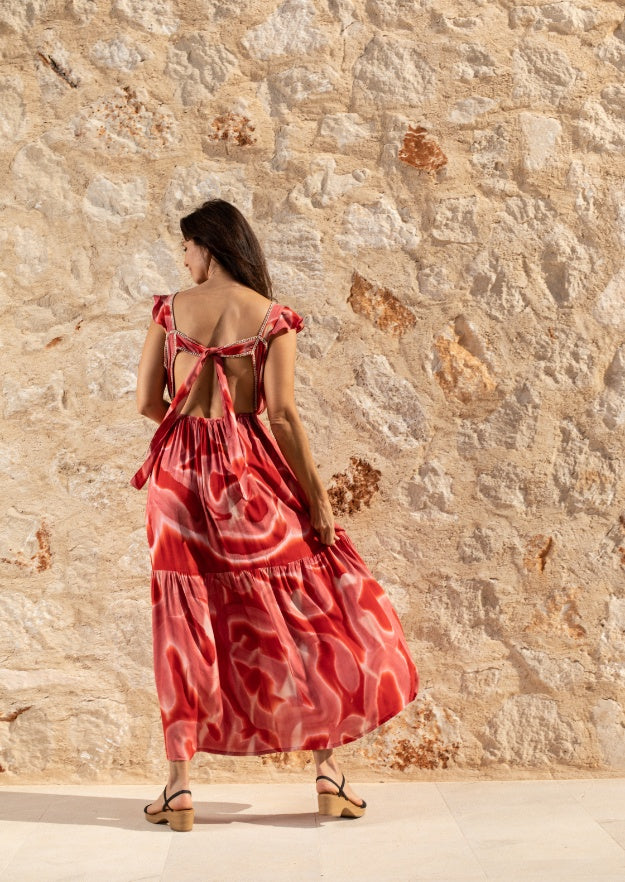 Robe Jacinda // Es Canar Tie Dye - Corail